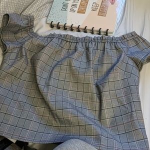 Plaid off the shoulder top